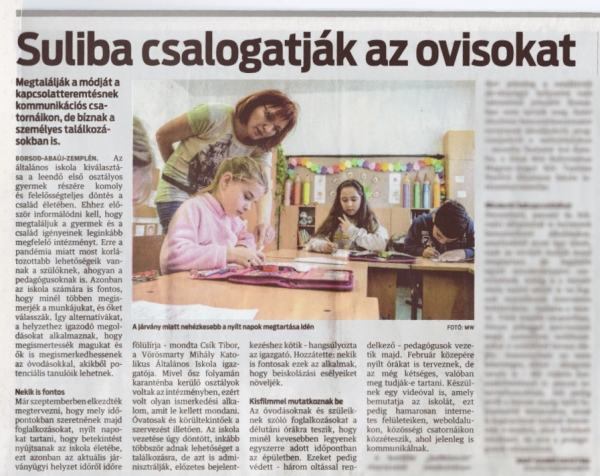 Az Észak-Magyarország cikke iskolánkról